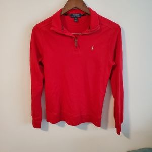 Polo Ralph Lauren color logo half zip pullover red size large preppy designer